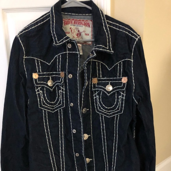 dark blue true religion jean jacket